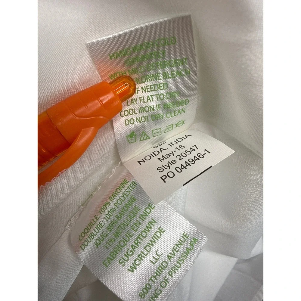 Lilly Pulitzer Dress Womens XXS White Gold Metallic Crochet Neck Pom Pom Shift - Picture 5 of 10